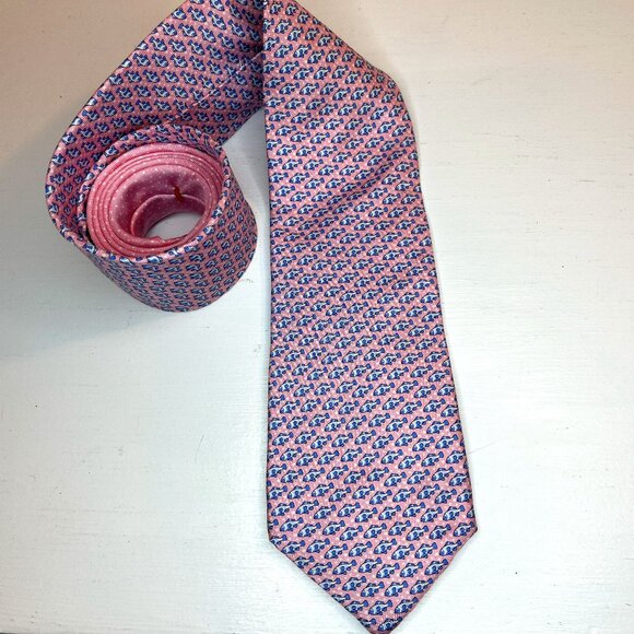 Tommy Hilfiger Men's Pink Fish Print Neck Tie - Excellent condition! - Picture 1 of 3
